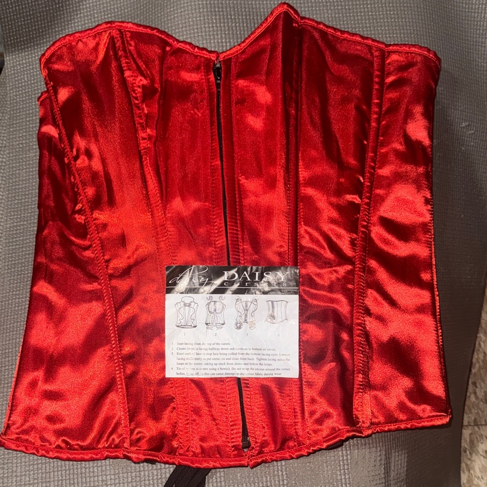 Daisy Red Satin Corset Top